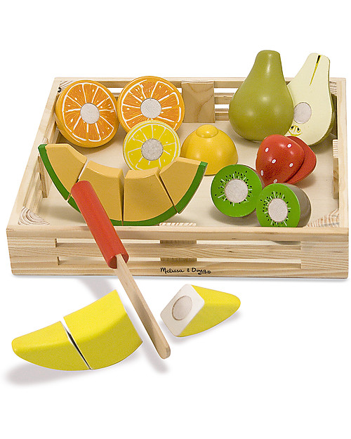 Melissa & Doug Set Frutta in Legno da Affettare - 17 pezzi! Cibo Giocattolo