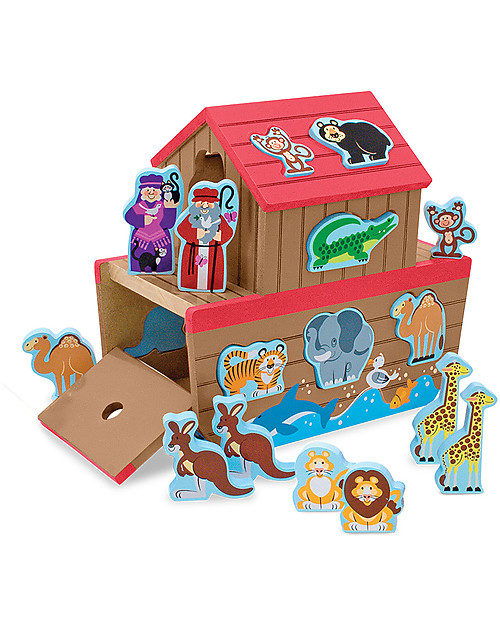 Melissa & Doug Set Gioco in Legno Arca di Noè - 29 pezzi - Ottima idea regalo! Animali in Legno