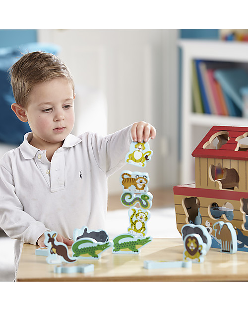 Melissa & Doug Set Gioco in Legno Arca di Noè - 29 pezzi - Ottima idea regalo! Animali in Legno