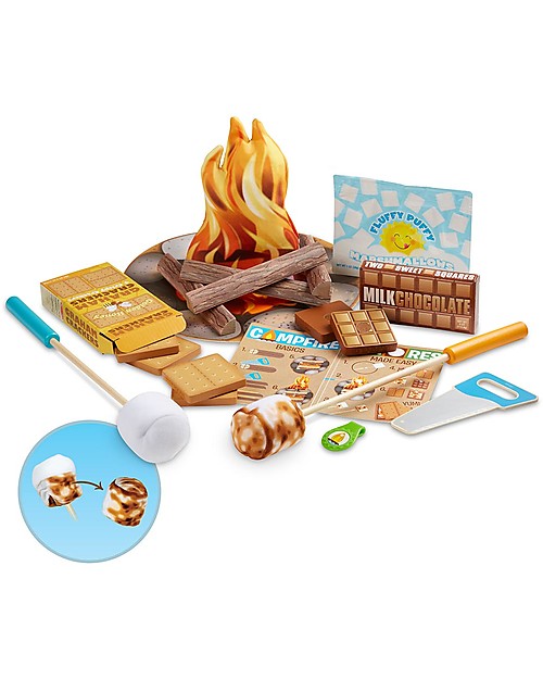 Melissa & Doug Set Gioco in Lingua Inglese - Falò e Marshmallow con Guida Attività - Esploriamo Giochi da Esterno_