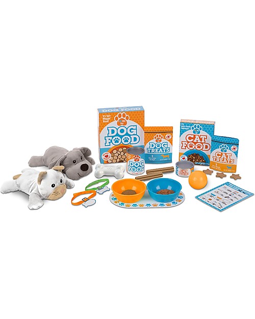 Melissa & Doug Set Gioco Nutrire gli Animali - Con 26 pezzi Inclusi Gattino e Cagnolino di pezza! Far finta di