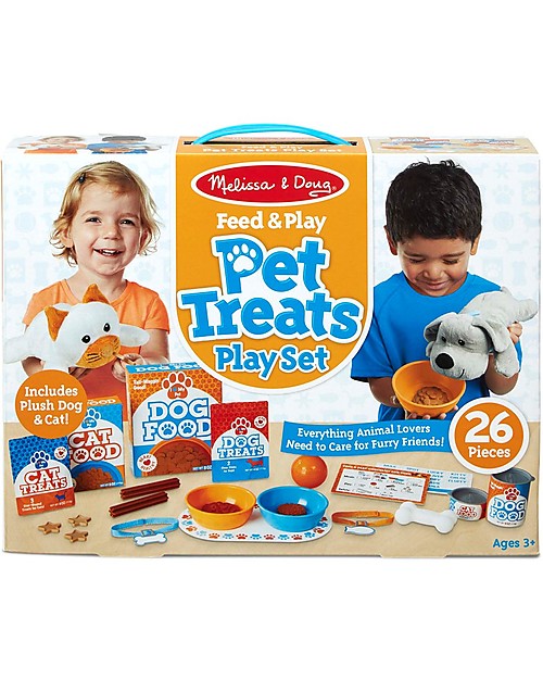 Melissa & Doug Set Gioco Nutrire gli Animali - Con 26 pezzi Inclusi Gattino e Cagnolino di pezza! Far finta di
