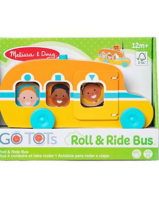 Melissa & Doug Set Gioco Roll e Ride Bus - in Legno Go Tots - 3 Dischi - FSC Mix 70% Materiali certificati FSC Macchine e Trenini in Legno