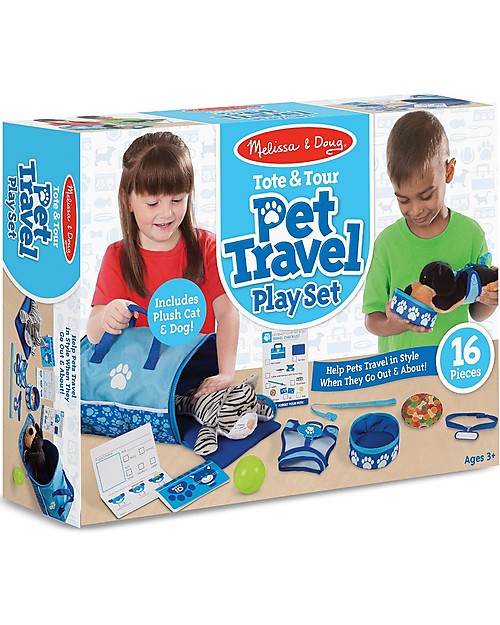 Melissa & Doug Set Gioco Viaggia con gli Animali - Include Gatto e Cane di pezza! Far finta di