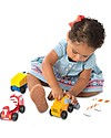 Melissa & Doug Set in Legno: 3 Veicoli del Cantiere + Barriere + Operai - Ottima idea regalo! Macchine e Trenini  in Legno