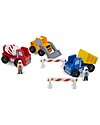 Melissa & Doug Set in Legno: 3 Veicoli del Cantiere + Barriere + Operai - Ottima idea regalo! Macchine e Trenini  in Legno
