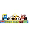 Melissa & Doug Set in Legno: 3 Veicoli del Cantiere + Barriere + Operai - Ottima idea regalo! Macchine e Trenini  in Legno