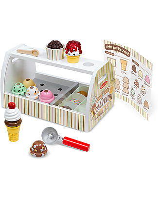 Melissa & Doug Set in Legno Gelateria - 20 pezzi - Favolosa idea regalo! Cucine Giocattolo