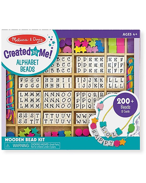 Melissa & Doug Set in Legno per Creare Braccialetti - Con lettere e perline! Giochi Creativi