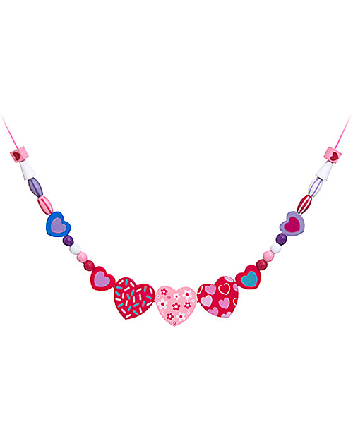 Melissa & Doug Set in Legno per Creare Braccialetti - Cuori - 120 perline e 5 nastrini Kit Fai Da Te