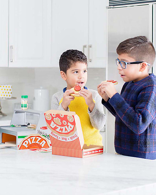 Melissa & Doug Set in Legno per Farcire e Cuocere la Pizza - 34 Ingredienti! Cibo Giocattolo