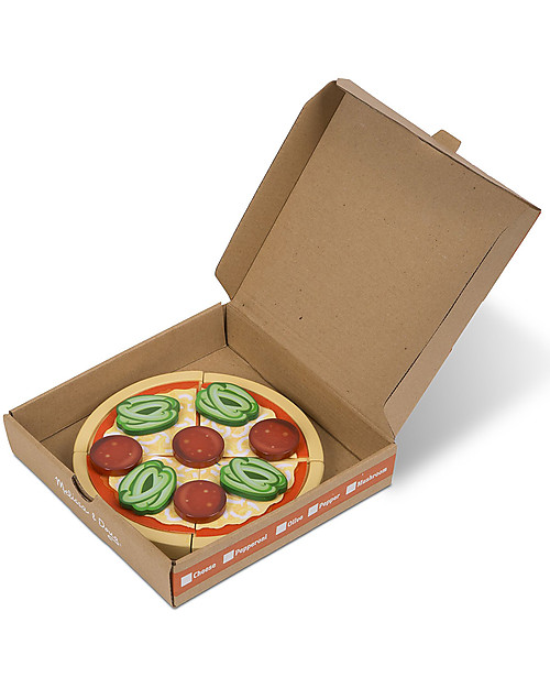Melissa & Doug Set in Legno per Farcire e Cuocere la Pizza - 34 Ingredienti! Cibo Giocattolo