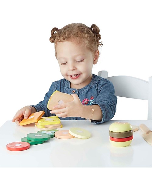 Melissa & Doug Set in Legno Preparazione Sandwich -  17 Pezzi - Ottima idea regalo! Cibo Giocattolo