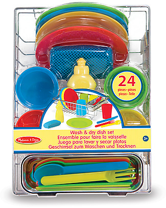 Melissa & Doug Set Lava e Asciuga - 24 Pezzi Cucine Giocattolo e Cibo Finto