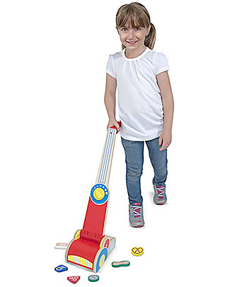 Melissa & Doug Set Pulizie - Aspirapolvere in legno - 7 Pezzi Far finta di