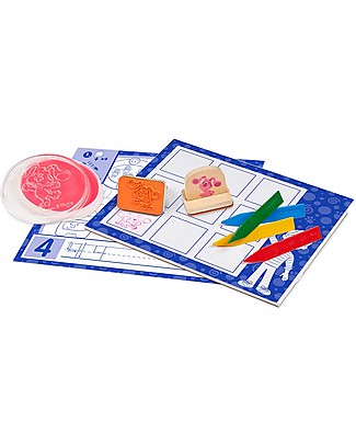 Melissa & Doug Set Timbri in Legno Blue's Clues & You - Include Libro di Attività Adesivi e Timbri