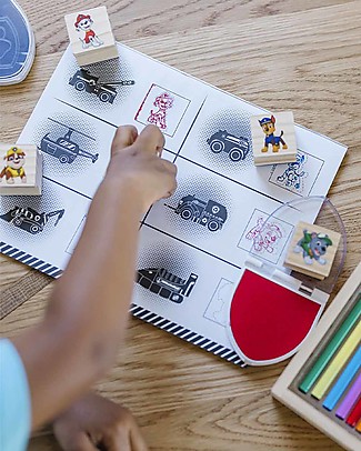 Melissa & Doug Set Timbri in Legno Paw Patrol - Include Libro di Attività Adesivi e Timbri