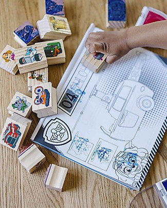 Melissa & Doug Set Timbri in Legno Paw Patrol - Include Libro di Attività Adesivi e Timbri