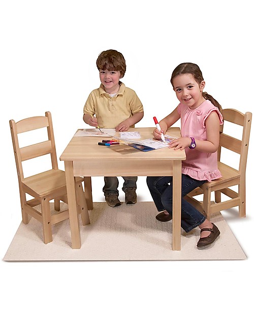 Melissa & Doug Tavolo con 2 Sedie in Legno - Naturale - per Bambini Tavoli