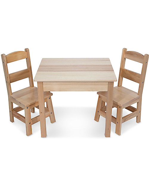 Melissa & Doug Tavolo con 2 Sedie in Legno - Naturale - per Bambini Tavoli