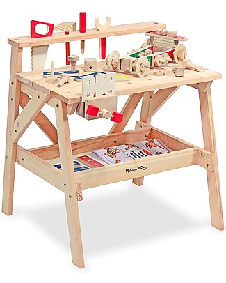 Melissa & Doug Tavolo degli Attrezzi Giocattolo in Legno - 66x61x47 cm Attrezzi in Legno