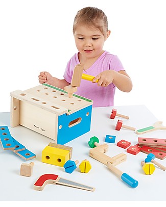 Melissa & Doug Tavolo degli Attrezzi in Legno - 32 Pezzi - Ottima idea regalo! Attrezzi in Legno