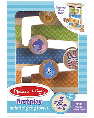 Melissa & Doug Torre Zig-Zag In Legno, Animali da Safari - Bellissima Idea Regalo! Incastri In Legno