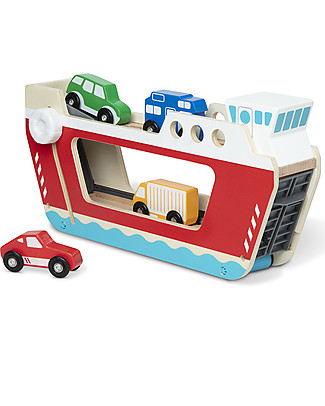 Melissa & Doug Traghetto in Legno con 4 Veicoli - Ottima idea regalo! Macchine e Trenini in Legno