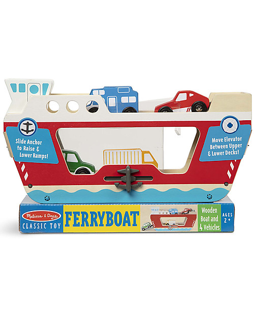 Melissa & Doug Traghetto in Legno con 4 Veicoli - Ottima idea regalo! Macchine e Trenini  in Legno