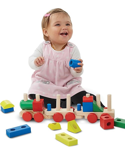 Melissa & Doug Trenino in Legno - 18 Pezzi - Ottima idea regalo! Macchine e Trenini  in Legno