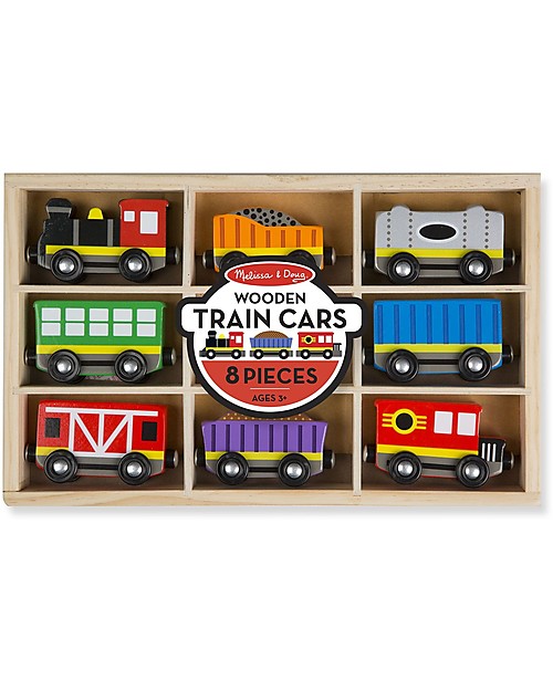 Melissa & Doug Trenino in Legno - 8 Vagoni con Scatola - Ottima idea regalo! Macchine e Trenini  in Legno