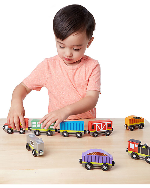Melissa & Doug Trenino in Legno - 8 Vagoni con Scatola - Ottima idea regalo! Macchine e Trenini  in Legno