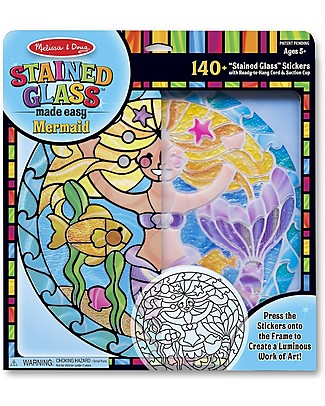 Melissa & Doug Vetrata Colorata - Sirena - Facilissima da creare e perfetta da appendere! Kit Fai Da Te