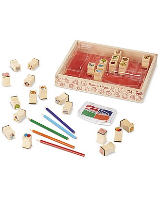 Melissa & Doug Wooden Stamp Set with Pencils Draw And Color