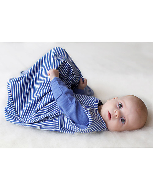 Merino Kids Sacco Nanna Medio, 0-2 anni - 100% Lana Merino Naturale e Cotone Bio - Blu Banbury - Go Go Bag Sacchi Nanna