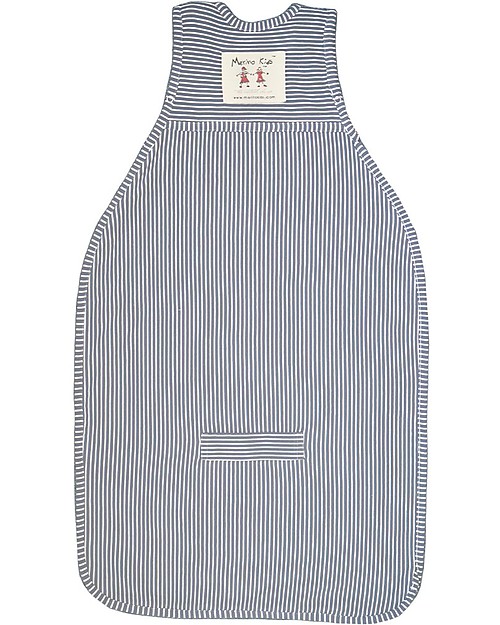 Merino Kids Sacco Nanna Medio, 2-4 anni - 100% Lana Merino Naturale e Cotone Bio - Righe Blu - Go Go Bag Sacchi Nanna