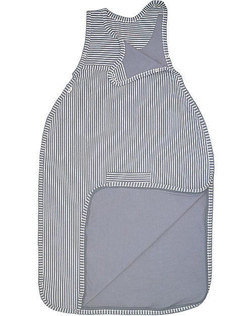 Merino Kids Sacco Nanna Medio, 2-4 anni - 100% Lana Merino Naturale e Cotone Bio - Righe Blu - Go Go Bag Sacchi Nanna