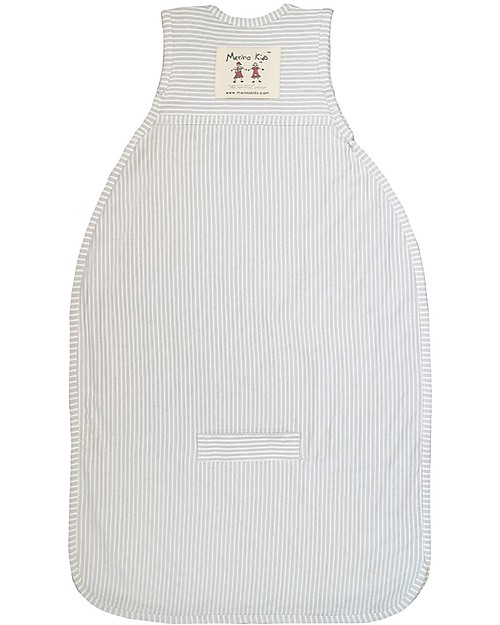 Merino Kids Sacco Nanna Medio, 2-4 anni - 100% Lana Merino Naturale e Cotone Bio - Righe Grigie - Go Go Bag Sacchi Nanna