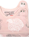 Merino Kids Sacco Nanna Medio, 2-4 anni - 100% Lana Merino Naturale e Cotone Bio - Rosa Chiaro/Pecorelle - Go Go Bag Sacchi Nanna