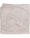 Merino Kids Set Copertina, Cappellino & Scarpine Cocooi™ - Avena Melange - 100% Lana Merino Naturale (perfetto regalo di nascita!) Swaddle di Mussola