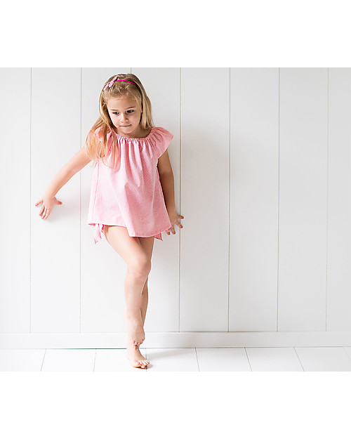 Mia Bu Milano Blusa Bimba con Maniche a Farfalla, Rosa Pois - Include libricino con fiaba! Bluse