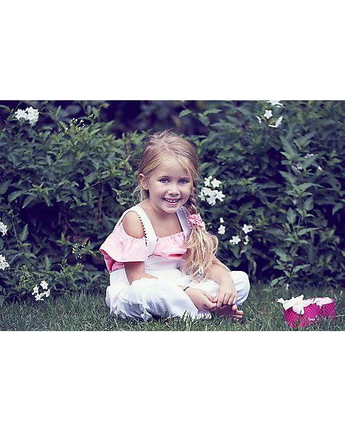 Mia Bu Milano Blusa Bimba con Maniche a Farfalla, Rosa Pois - Include libricino con fiaba! Bluse