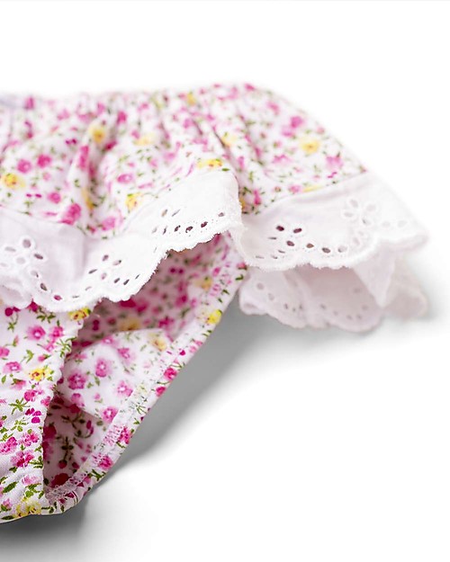 Mia Bu Milano Costume Bimba con Balza in Pizzo Sangallo, Fiorellini - In confezione regalo, con fiaba inclusa! Boxer Mare