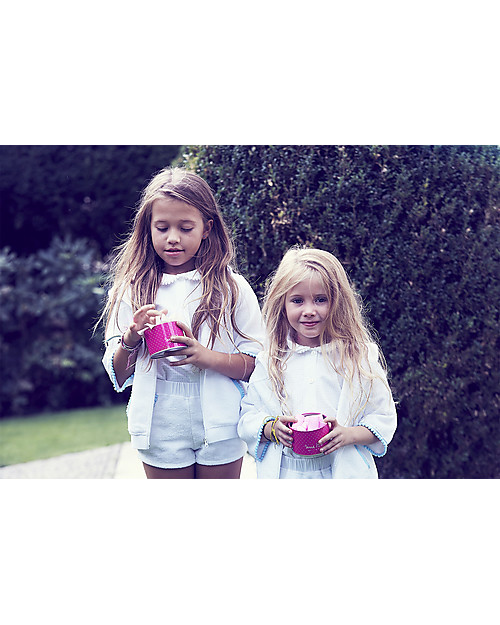 Mia Bu Milano Felpa Bimba in Spugna con Pompom, Bianco - 100% cotone Felpe