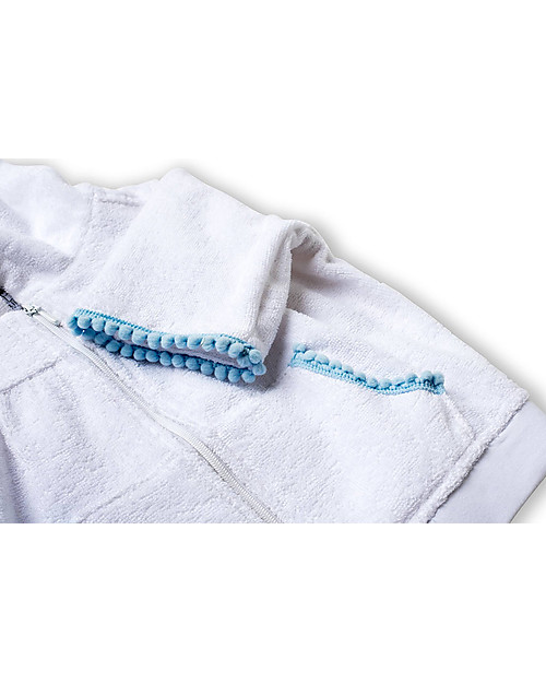 Mia Bu Milano Felpa Bimba in Spugna con Pompom, Bianco - 100% cotone Felpe