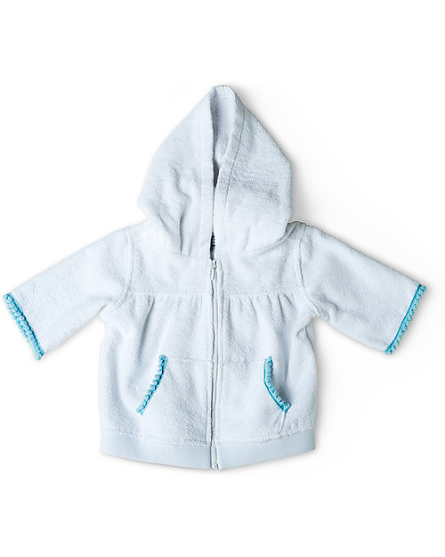Mia Bu Milano Felpa Bimba in Spugna con Pompom, Bianco - 100% cotone Felpe