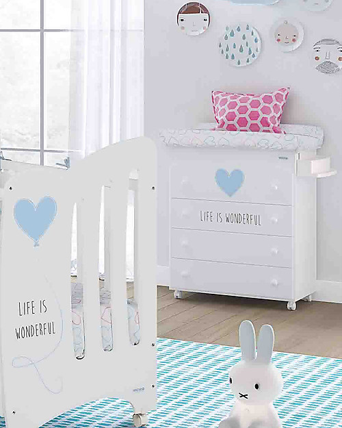 Micuna Bagnetto Fasciatoio Wonderful con Rotelle, Azzurro -  Diventa Cassettiera! Fasciatoi