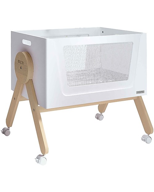 Micuna Culla Basculante Mini Swing in Legno di Faggio, Bianco - Diventa Divano o Scrivania! Culle e Ceste