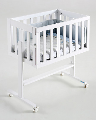 Micuna Culla Next to Me Cododo 2-in-1 in Legno di Faggio, Bianco - Diventa Scrivania o Portagiochi! Culle Co-Sleeping