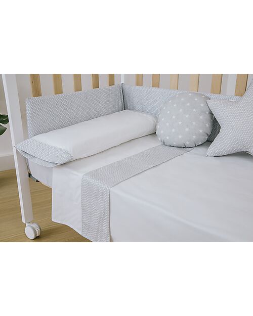 Micuna Kit Piumone e Paracolpi per Lettino 120x60 - Galaxy Grigio - 100%Cotone Lenzuola e Federe